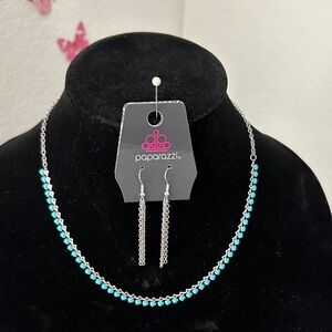 Paparazzi Silver Necklace with Turquoise Accents